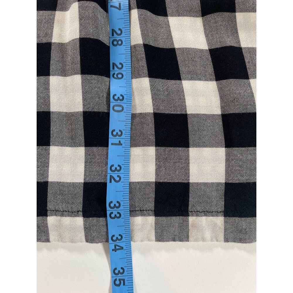 J. Jill Gingham Double Cloth Dress Roll Tab Sleeve Button Back Black & White - Picture 16 of 16